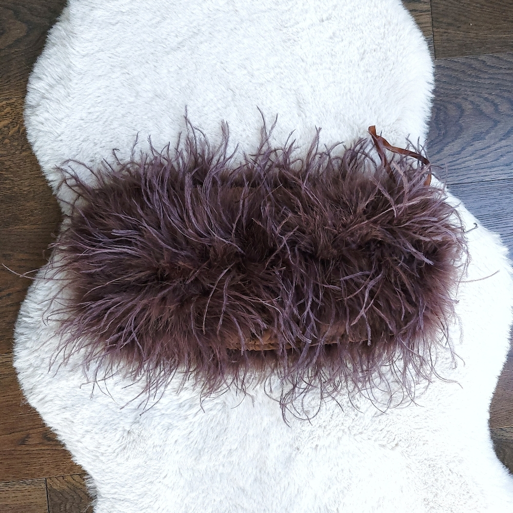 Lamarque Zaina Ostrich Feather Crop Bustier Top - Picture 12 of 14